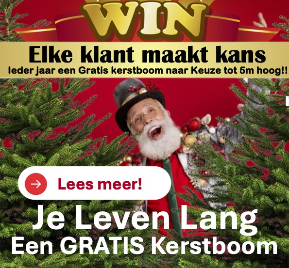 Kerstboom online bestellen bij dekerstbomen.nl en kans maken op een leven lang gratis kerstbomen – Nordmann en Fijnspar, gratis bezorging in Soest en omgeving.